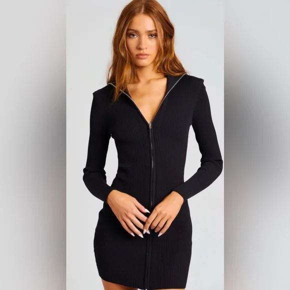 SER.O.YA Black Mini Dress with Silver Zipper (Brand New/Never Worn) NWT Size XL - Picture 2 of 11